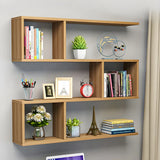 Floating Minimalist Rectangular Wood Storage Bookshelf Image - 11
