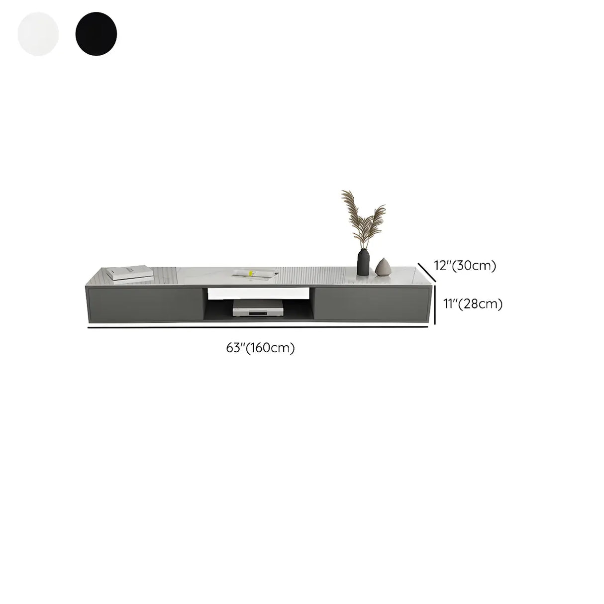 Floating Mount Stone Cabinet Open Storage TV Stand Image - 12