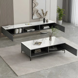 Floating Mount Stone Cabinet Open Storage TV Stand Image - 5