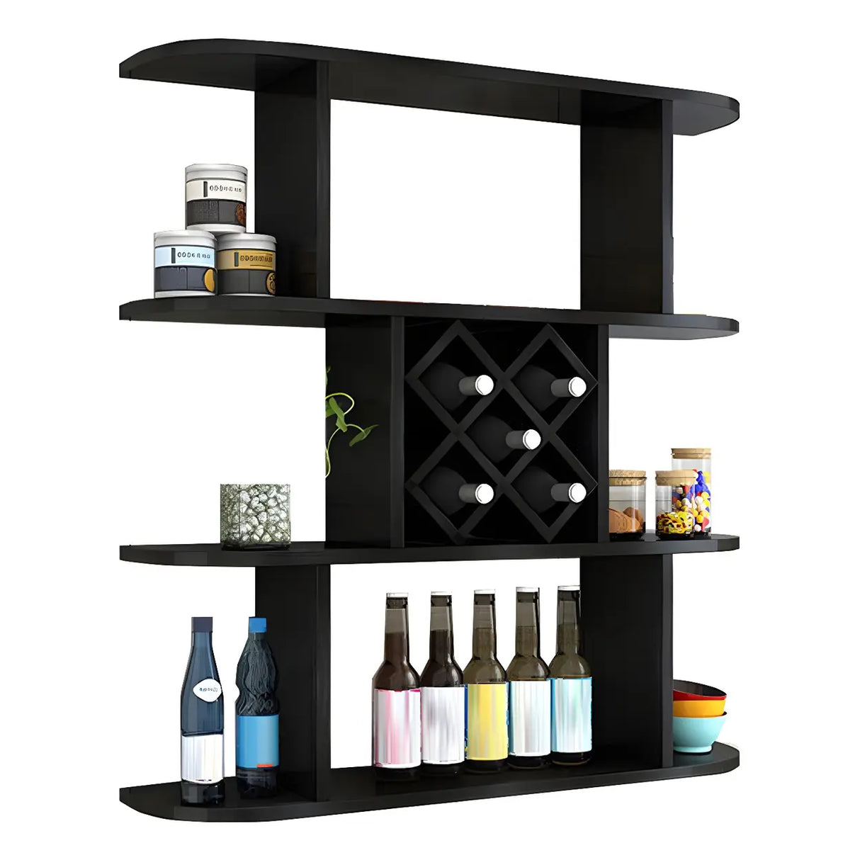 Floating White Wall-Mounted Wood Wine Rack Holder Image - 10
