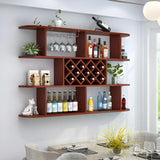 Floating White Wall-Mounted Wood Wine Rack Holder Image - 15
