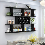 Floating White Wall-Mounted Wood Wine Rack Holder Image - 28