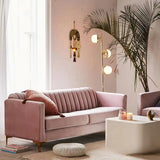 Flocked Slipcover Sewn Pillow Back Square Arm Loveseat Image - 3