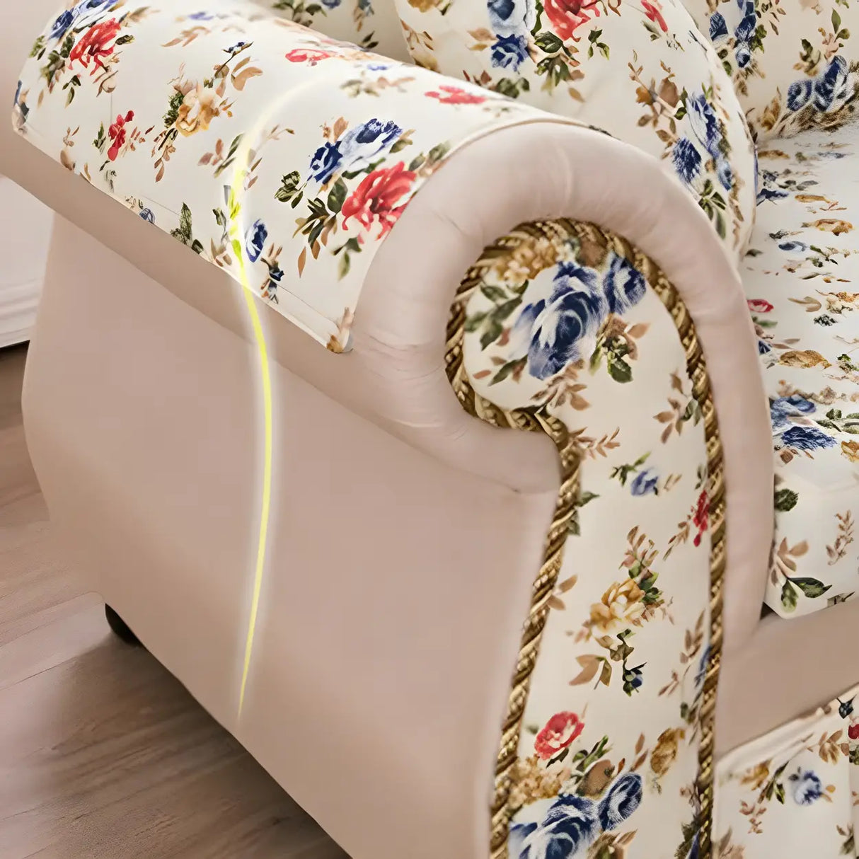 Floral Curved Fabric Solid Color Chaise Sofa Lounge Image - 11