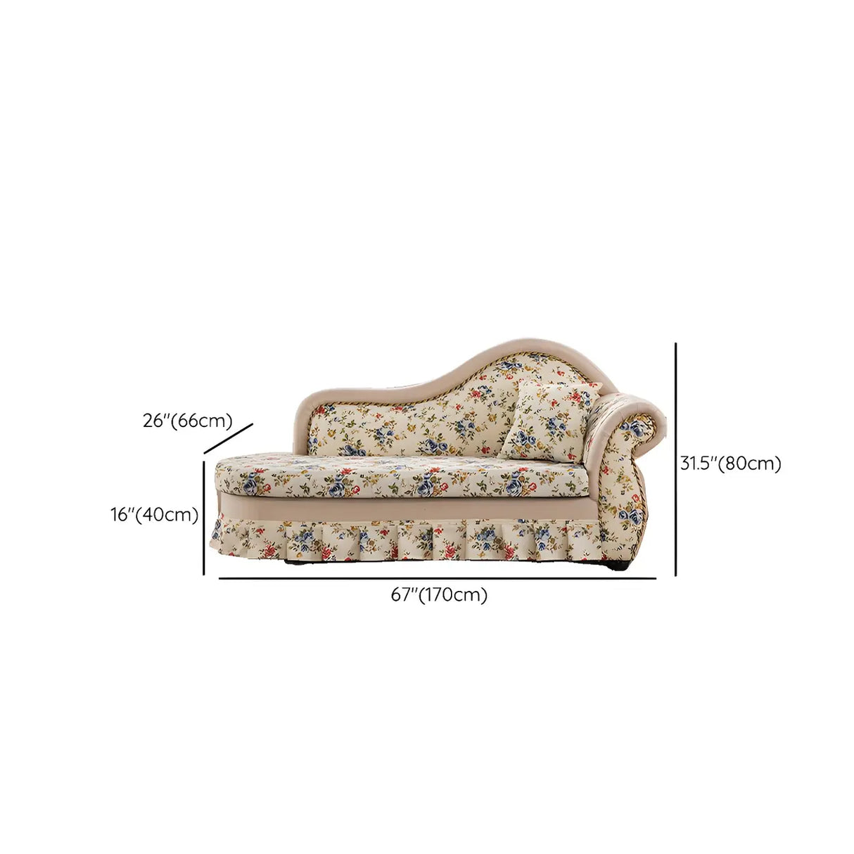Floral Curved Fabric Solid Color Chaise Sofa Lounge Image - 15