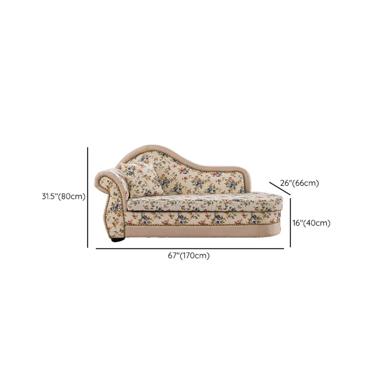 Floral Curved Fabric Solid Color Chaise Sofa Lounge 