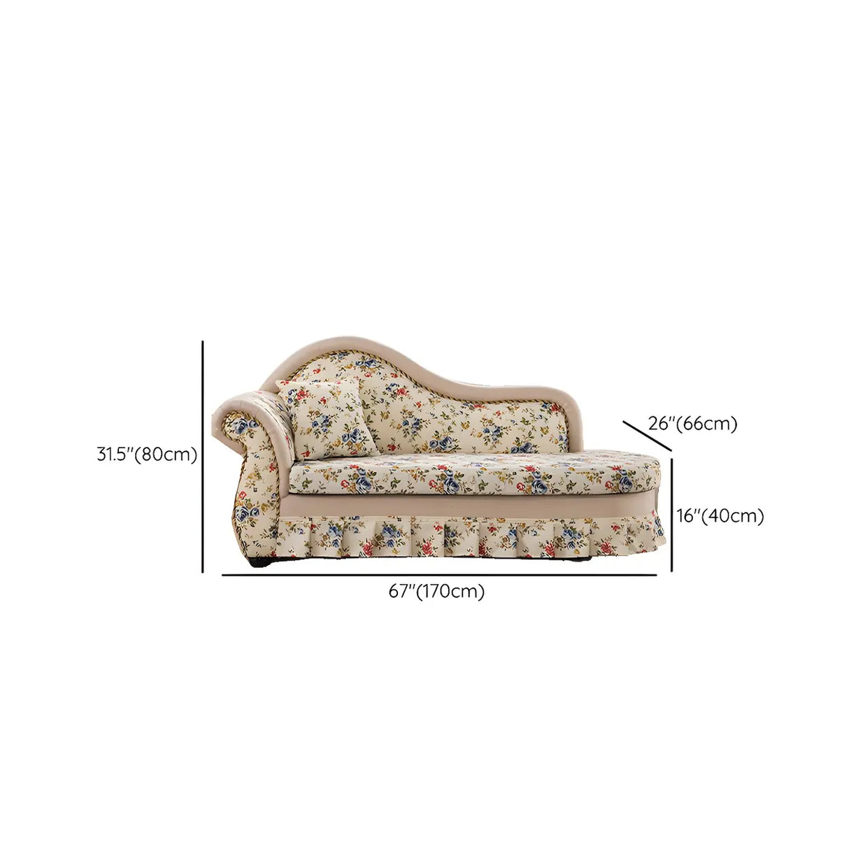 Floral Curved Fabric Solid Color Chaise Sofa Lounge Image - 17