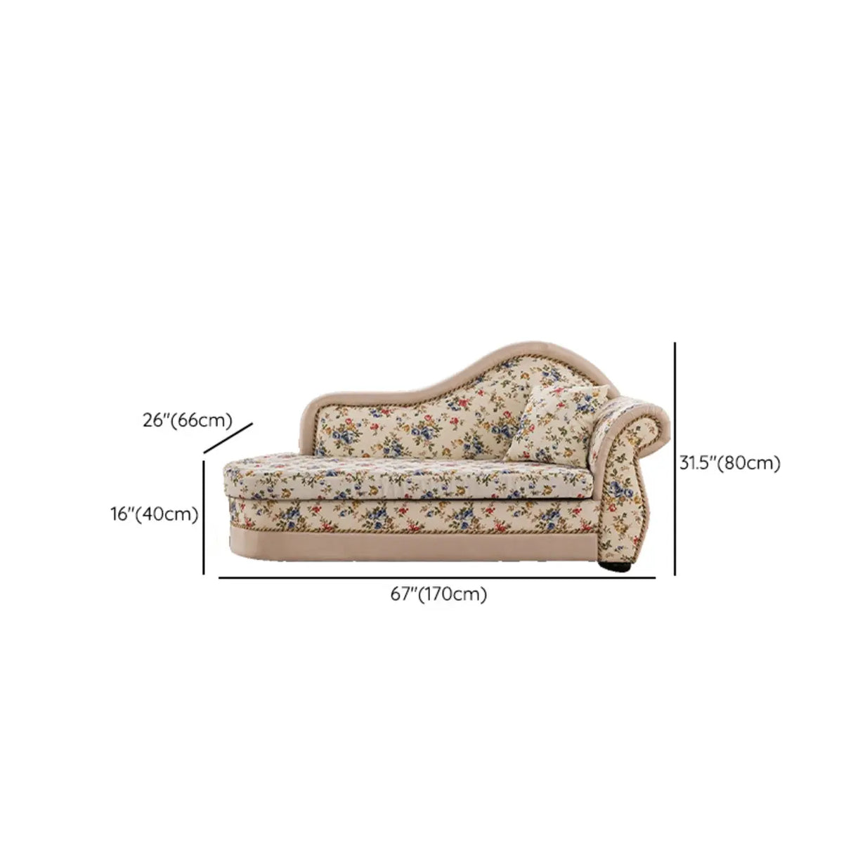 Floral Curved Fabric Solid Color Chaise Sofa Lounge Image - 18