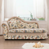 Floral Curved Fabric Solid Color Chaise Sofa Lounge Image - 3