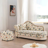 Floral Curved Fabric Solid Color Chaise Sofa Lounge Image - 4