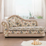 Floral Curved Fabric Solid Color Chaise Sofa Lounge Image - 5