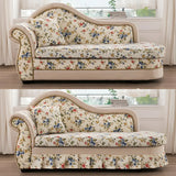 Floral Curved Fabric Solid Color Chaise Sofa Lounge Image - 8