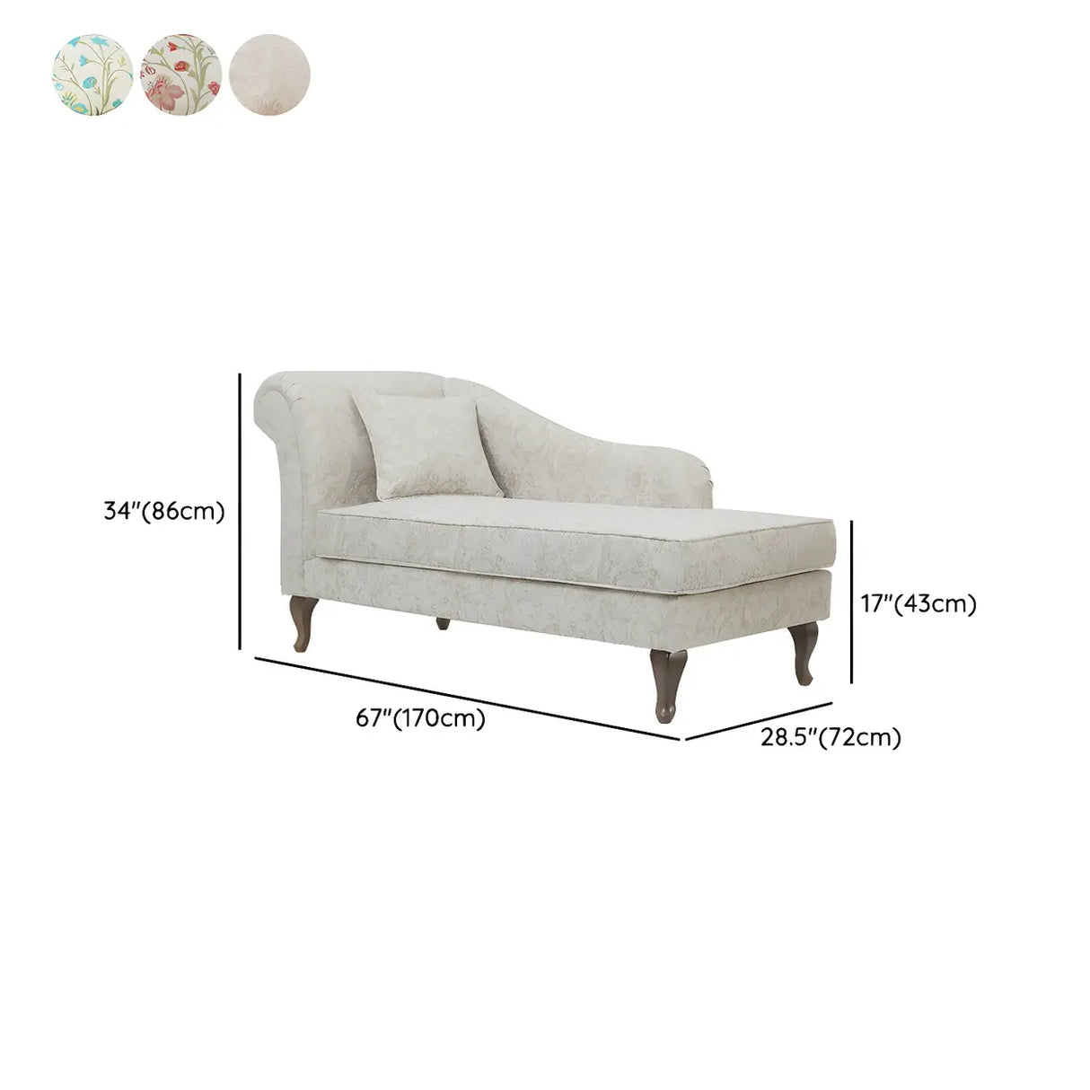 Floral Elegant Upholstered Relaxation Seat Chaise Lounge 