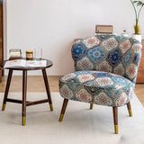 Floral Pattern Cotton Linen Tight Back Wingback Chair Image - 1