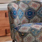 Floral Pattern Cotton Linen Tight Back Wingback Chair Image - 10