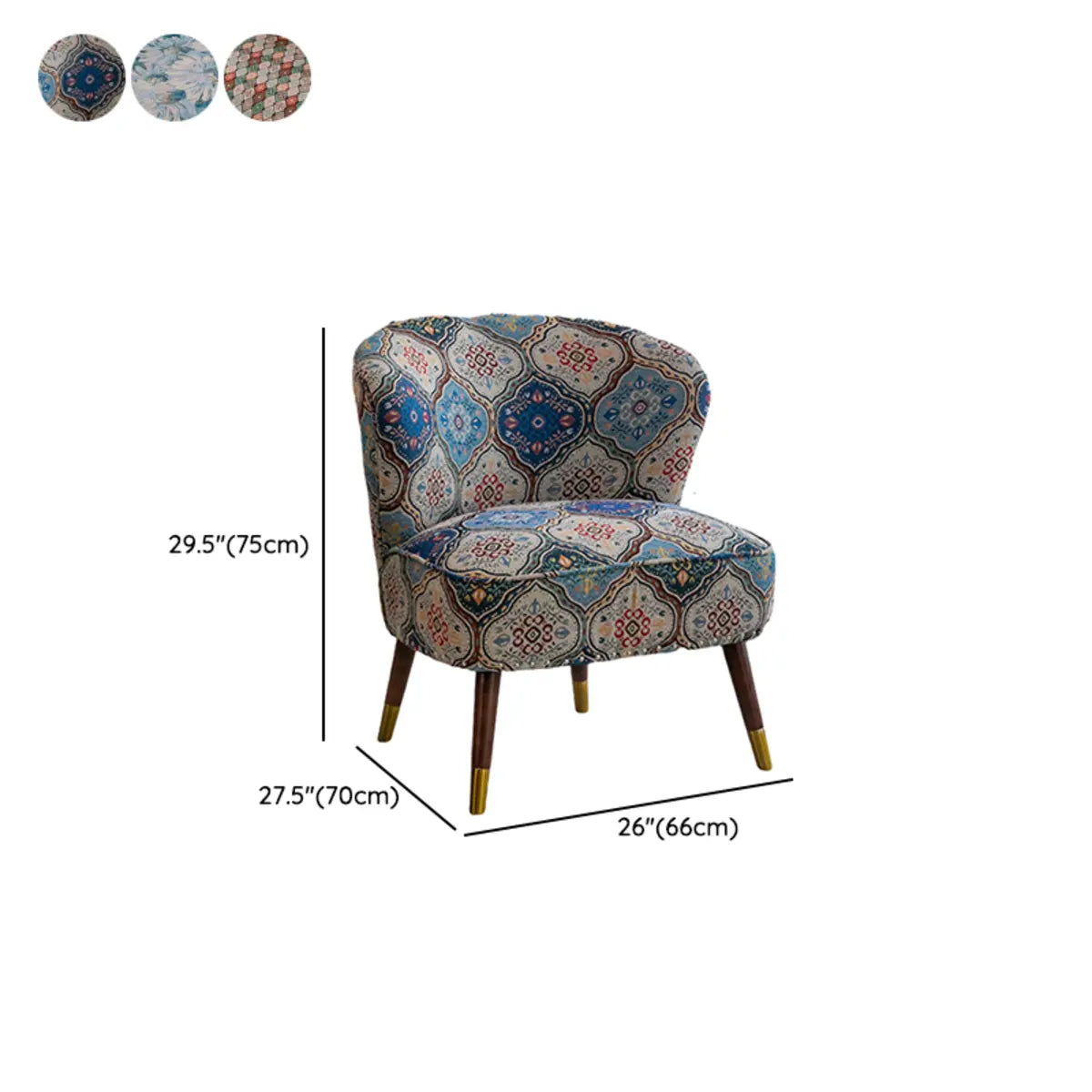 Floral Pattern Cotton Linen Tight Back Wingback Chair 