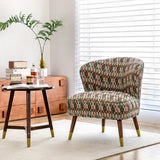 Floral Pattern Cotton Linen Tight Back Wingback Chair Image - 4