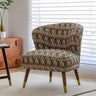 Floral Pattern Cotton Linen Tight Back Wingback Chair Image - 5