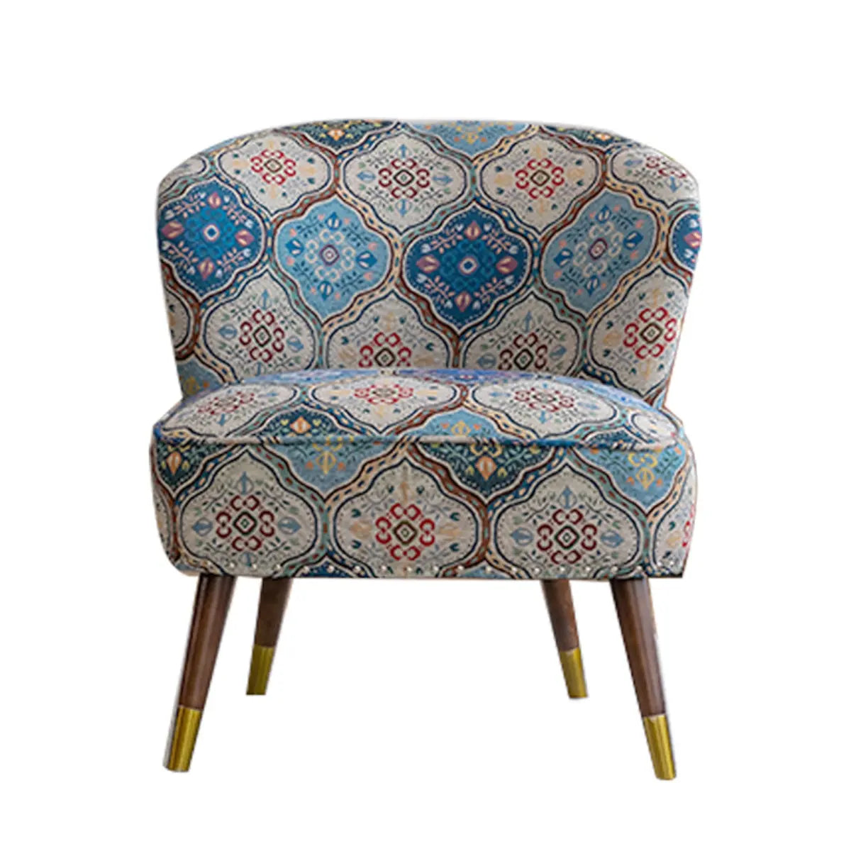 Floral Pattern Cotton Linen Tight Back Wingback Chair Image - 8