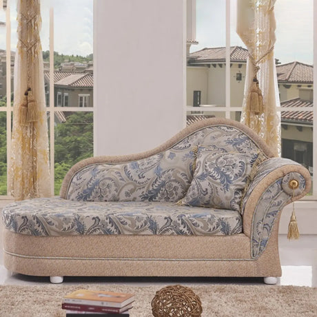 Floral Pattern Luxurious Upholstered Chaise Lounge Image - 2