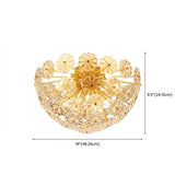Flower Brass Bowl Crystal Flush Mount Ceiling Light Image - 16