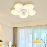 Flower Remote Flush Mount Ceiling Fan with LED Light Image - 1