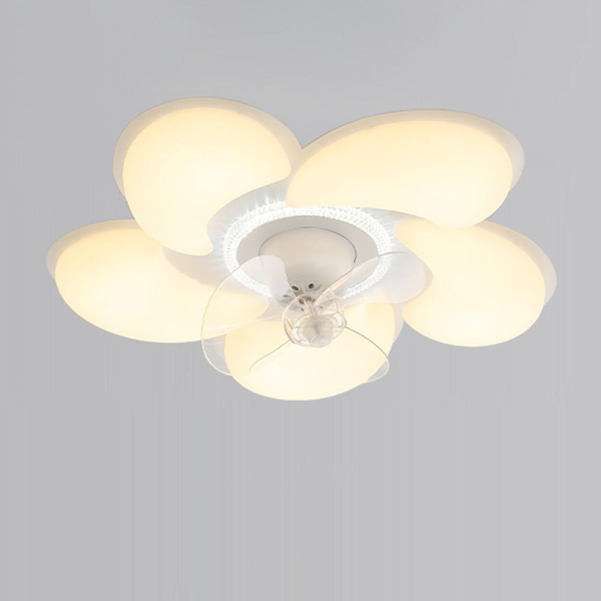 Flower Remote Flush Mount Ceiling Fan with LED Light Image - 11