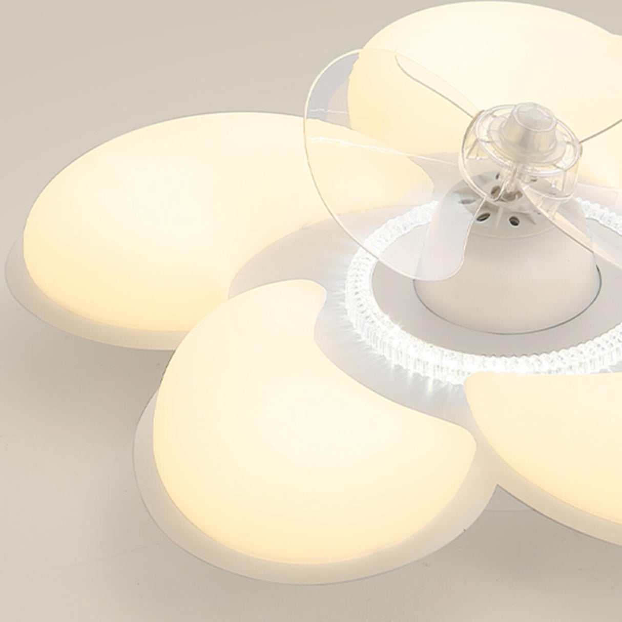 Flower Remote Flush Mount Ceiling Fan with LED Light Image - 12