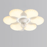 Flower Remote Flush Mount Ceiling Fan with LED Light Image - 13