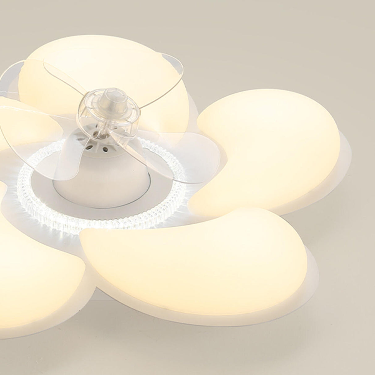 Flower Remote Flush Mount Ceiling Fan with LED Light Image - 14