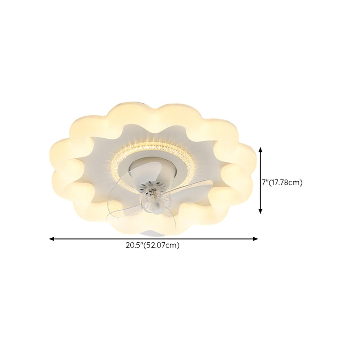 Flower Remote Flush Mount Ceiling Fan with LED Light 