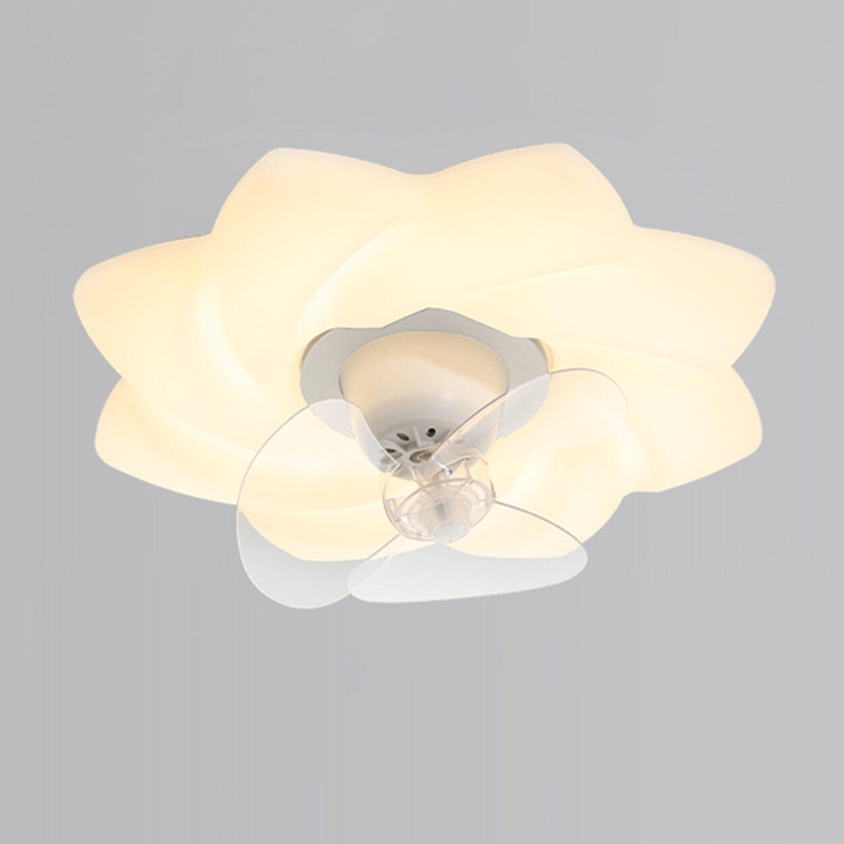 Flower Remote Flush Mount Ceiling Fan with LED Light Image - 2