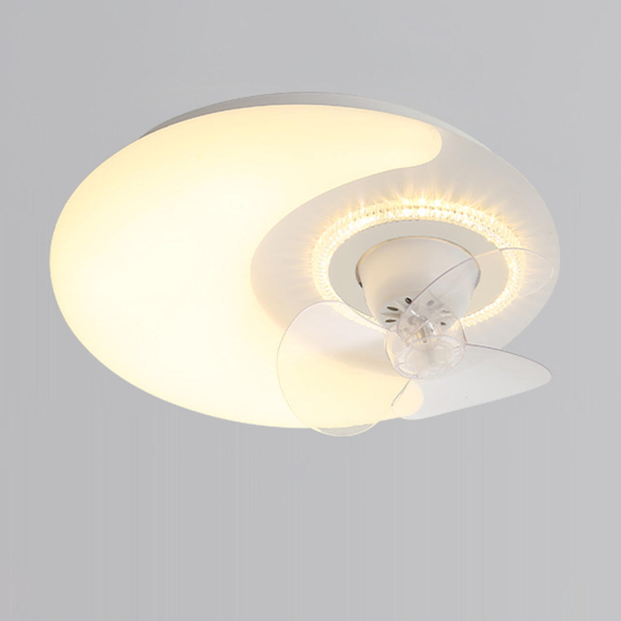 Flower Remote Flush Mount Ceiling Fan with LED Light Image - 3