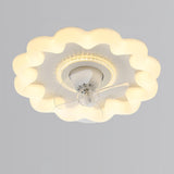 Flower Remote Flush Mount Ceiling Fan with LED Light Image - 5