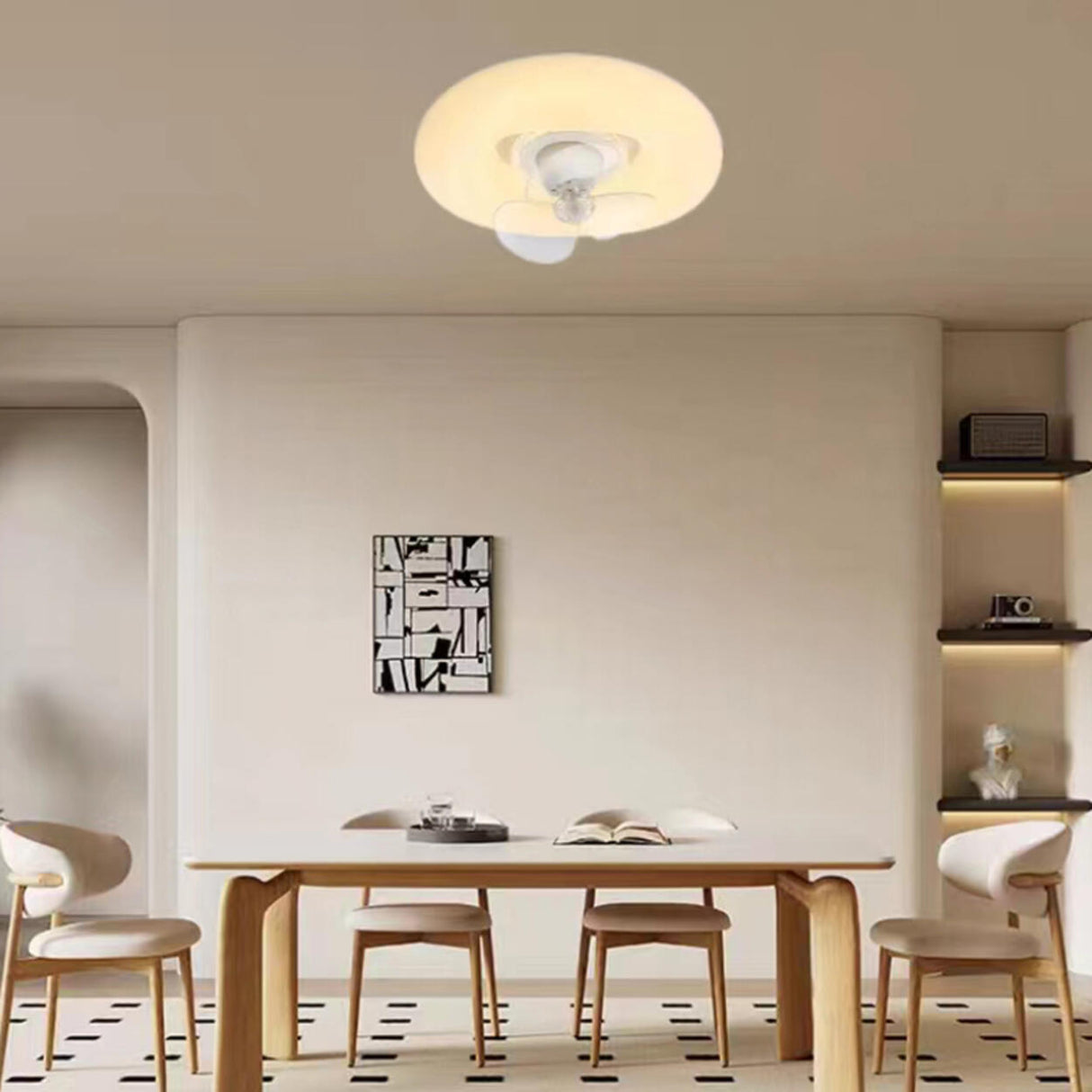 Flower Remote Flush Mount Ceiling Fan with LED Light Image - 6