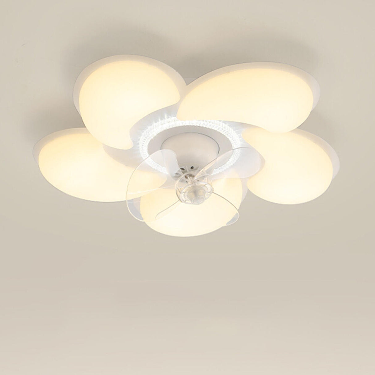 Flower Remote Flush Mount Ceiling Fan with LED Light Image - 8