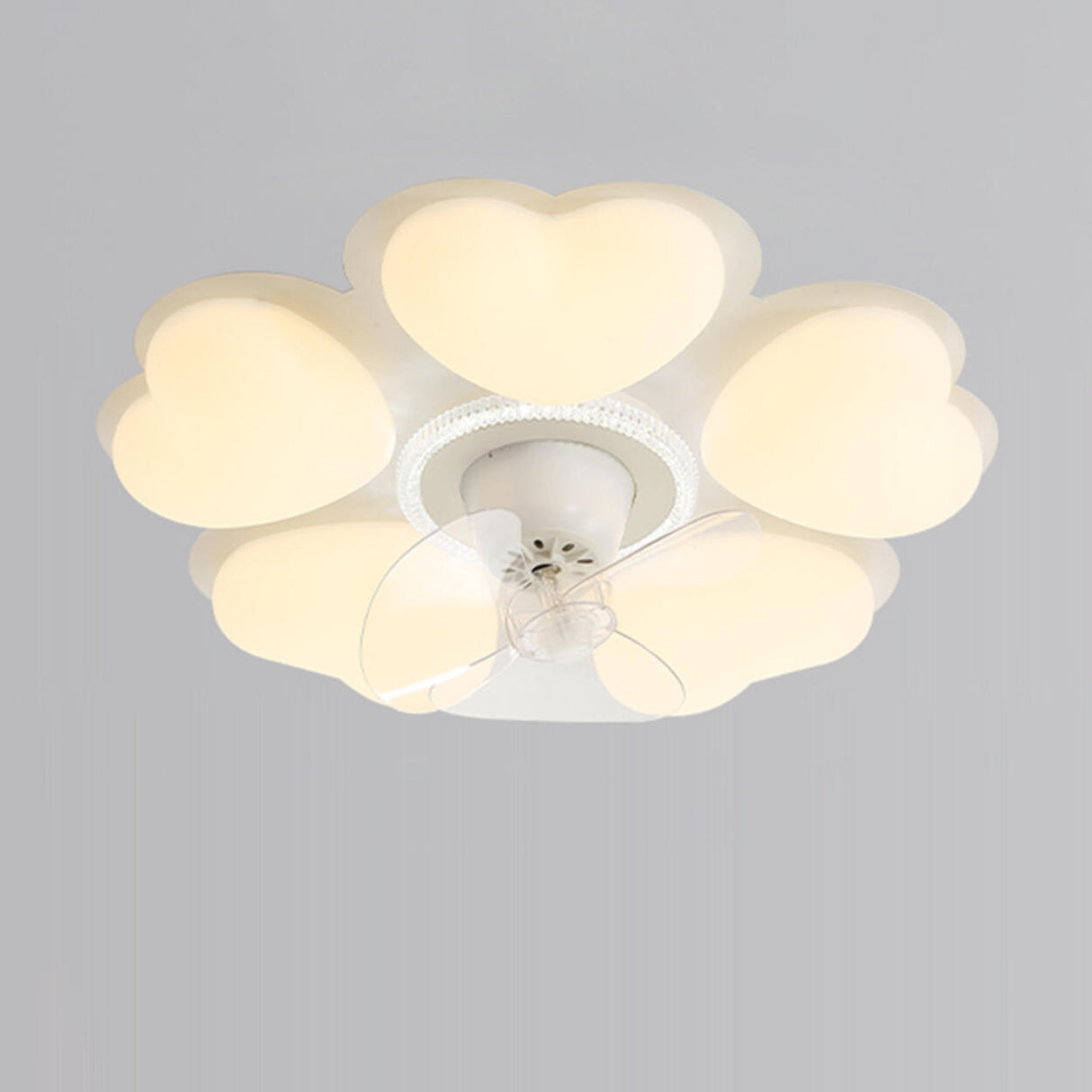 Flower Remote Flush Mount Ceiling Fan with LED Light Image - 9