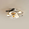 Flower-Shaped Clear Dimming Flush Mount Light with Fan Image - 8