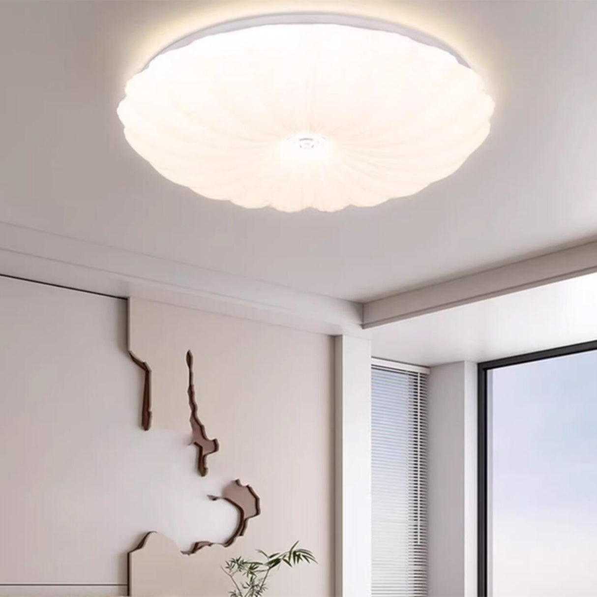 Flower-Shaped Dimmable LED Flush Mount Ceiling Light Image - 12