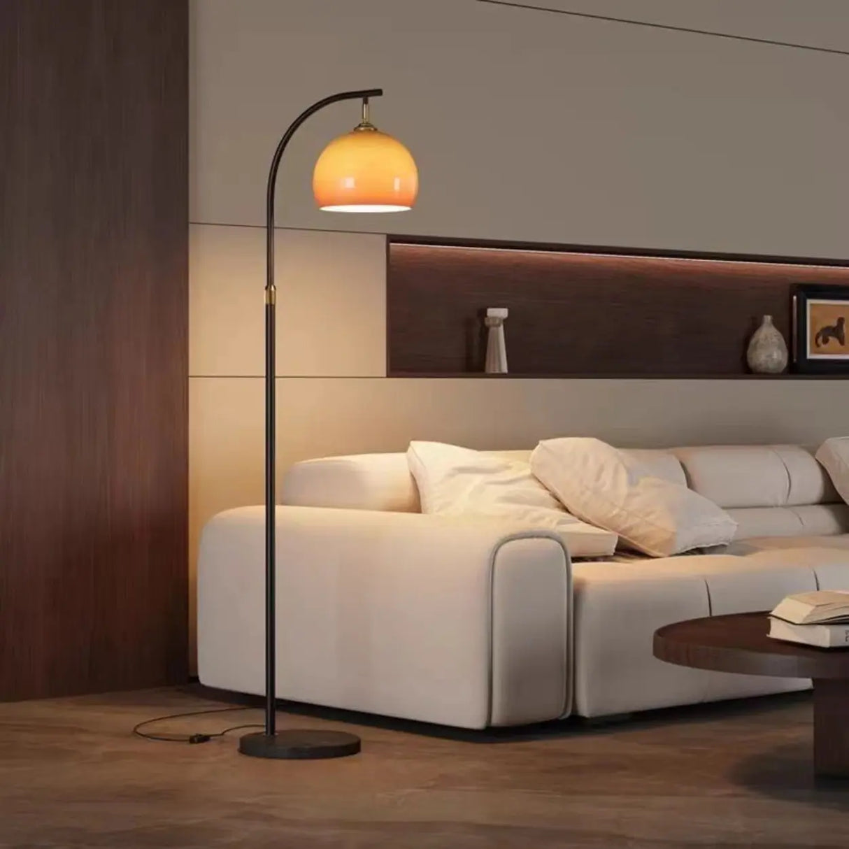 Metal Traditional Floor Lamp 1 Light with Glass Shade & Rocker Switch, Adapted for LED/Incandescent/Fluorescent, Adaptable Height, Residential Use Image - 4