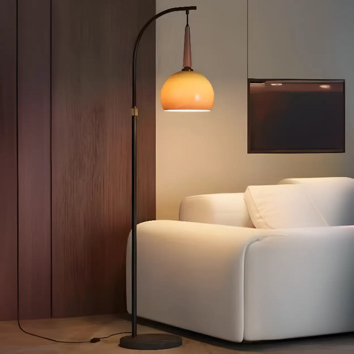 Metal Traditional Floor Lamp 1 Light with Glass Shade & Rocker Switch, Adapted for LED/Incandescent/Fluorescent, Adaptable Height, Residential Use Image - 5