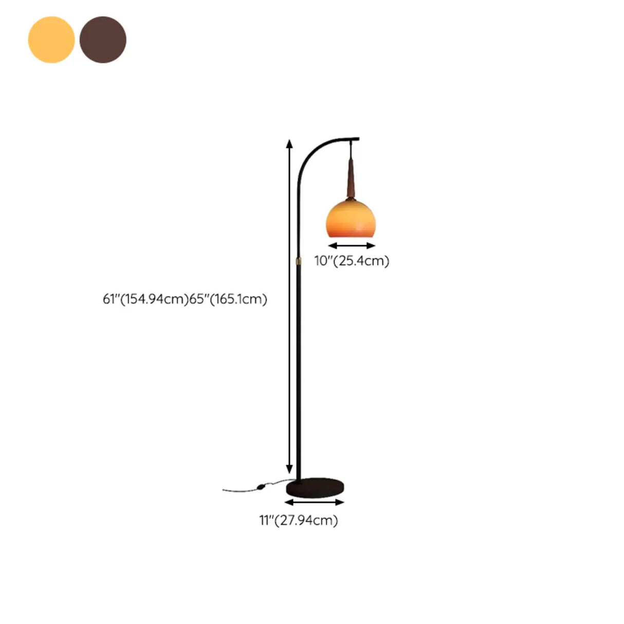 Metal Traditional Floor Lamp 1 Light with Glass Shade & Rocker Switch, Adapted for LED/Incandescent/Fluorescent, Adaptable Height, Residential Use 