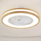 Flush Simple Round Remote Bladeless Ceiling Fan Light Image - 2