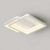 Flush White Geometric Bladeless Ceiling Fan with Light Image - 13