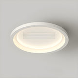 Flush White Geometric Bladeless Ceiling Fan with Light Image - 14