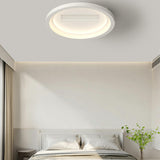 Flush White Geometric Bladeless Ceiling Fan with Light Image - 4