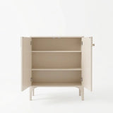 Fluted Console Table with Storage 2 Door Entryway Cabinet Image - 2
