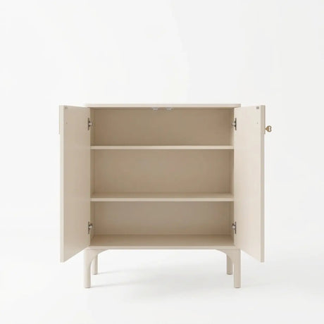 Fluted Console Table with Storage 2 Door Entryway Cabinet Image - 2