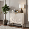 35.4"L x 13.8"W x 39.4"H White Fluted Console Table with Storage 2 Door Entryway Cabinet Image - 3