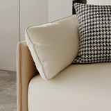 Foldable Beige Leather Square Arm Pillow Back Sleeper Image - 21